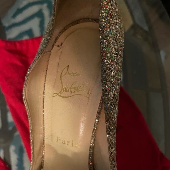 Christian Louboutin Jenny Peep Toe Pumps 150mm Gold - Picture 7 of 7